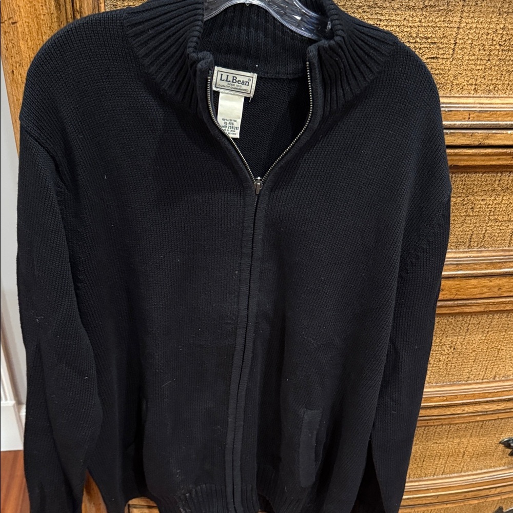 L.L. Bean Men's Zip-Up Black Sweater